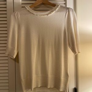 Kate Spade pearl collar sweater top in cream sz S